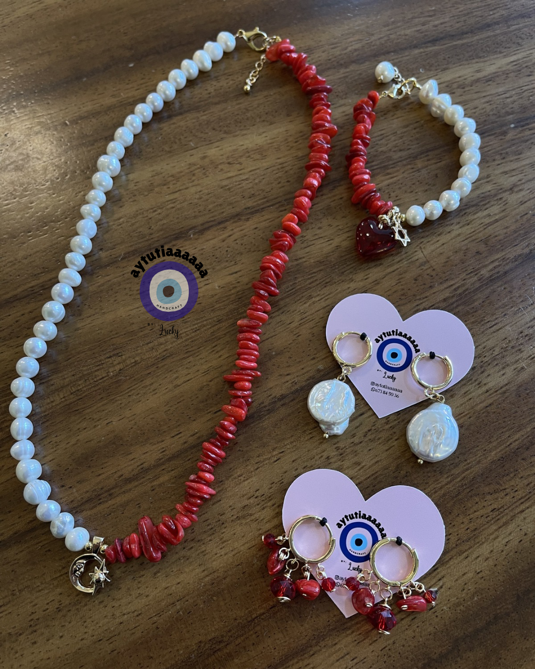 Collar sol y luna en rojo 🌙🌞