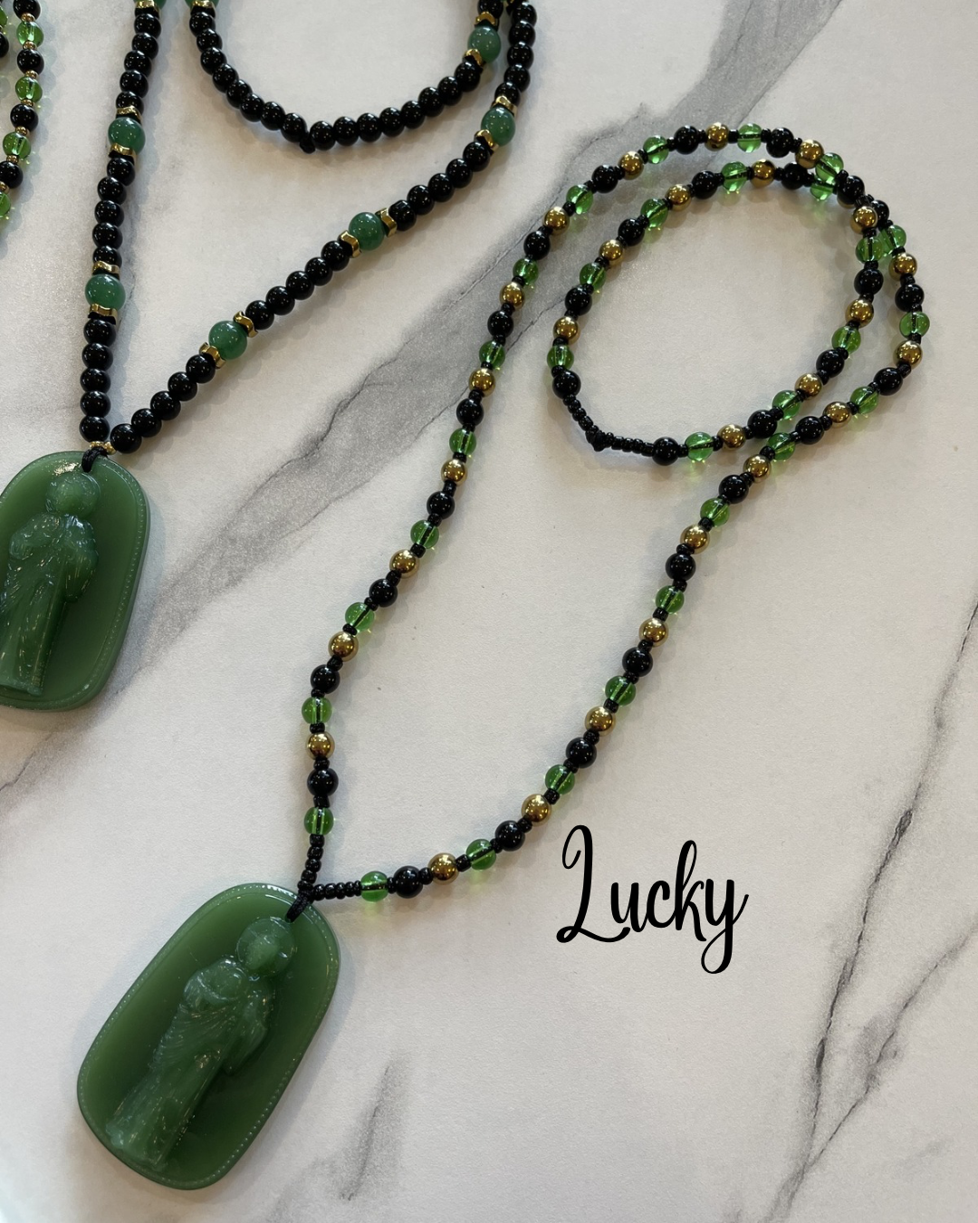 Collar San Judas Tadeo en Jade verde