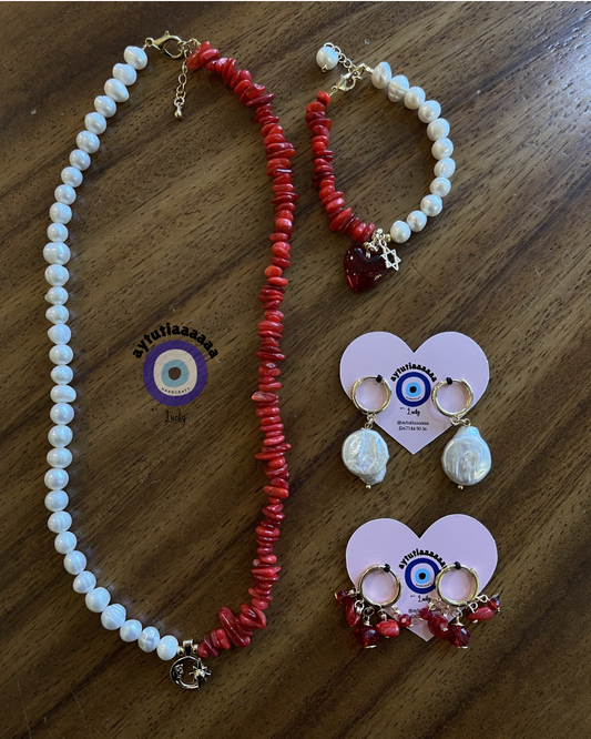 Collar sol y luna en rojo 🌙🌞