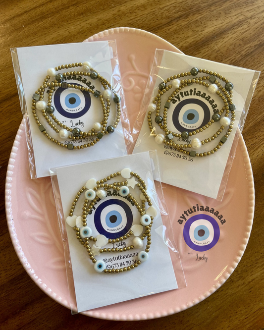 Trío de pulseras hematita