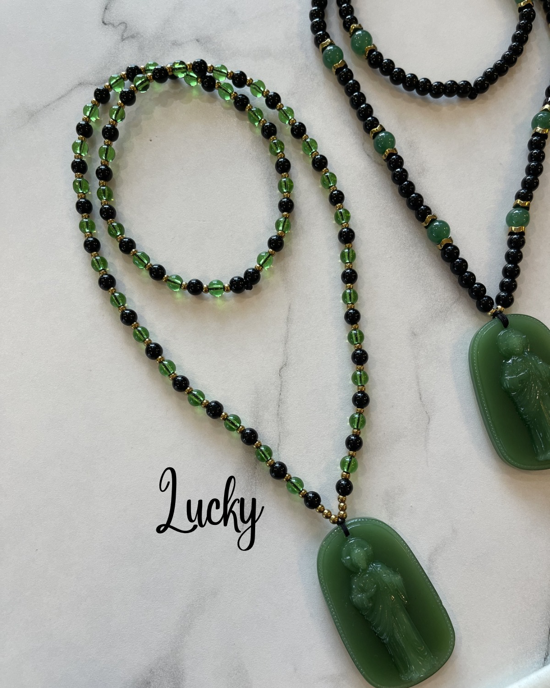 Collar San Judas Tadeo en Jade verde