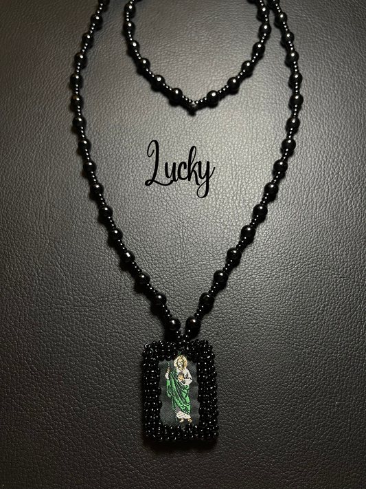 Collar escapulario San Judas Tadeo color negro